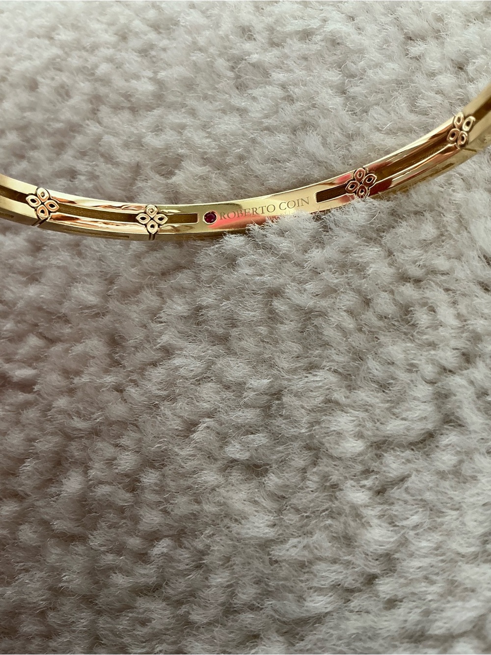 STUNNING ROBERTO COIN 18K GOLD LOVE IN VERONA DIAMOND FLORAL BANGLE BRACELET - Picture 14 of 16